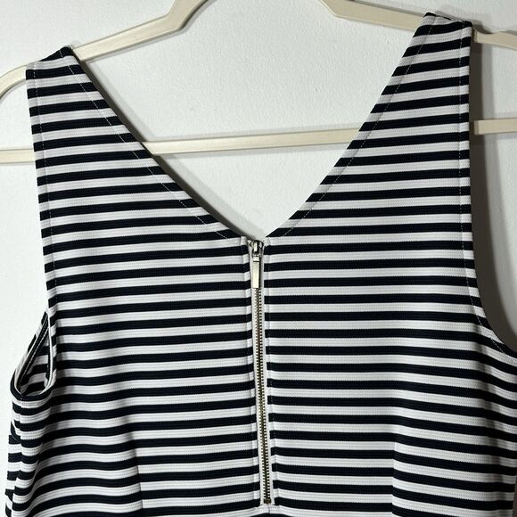 LANE BRYANT Dress Size 14 Blue/White Stripe Sleeveless Double V-Neck Back Zip - Picture 7 of 12